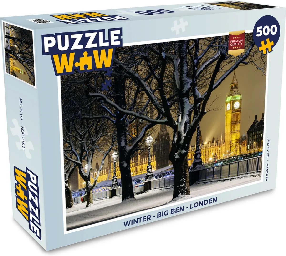 PuzzleWow Winter Big Ben Legpuzzel 500 Stuks - Multicolor