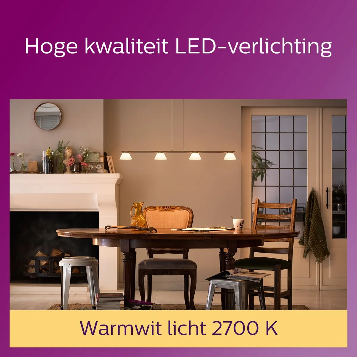 Philips LED Kogellamp E27 Warmwit 4.3W - 2 Stuks