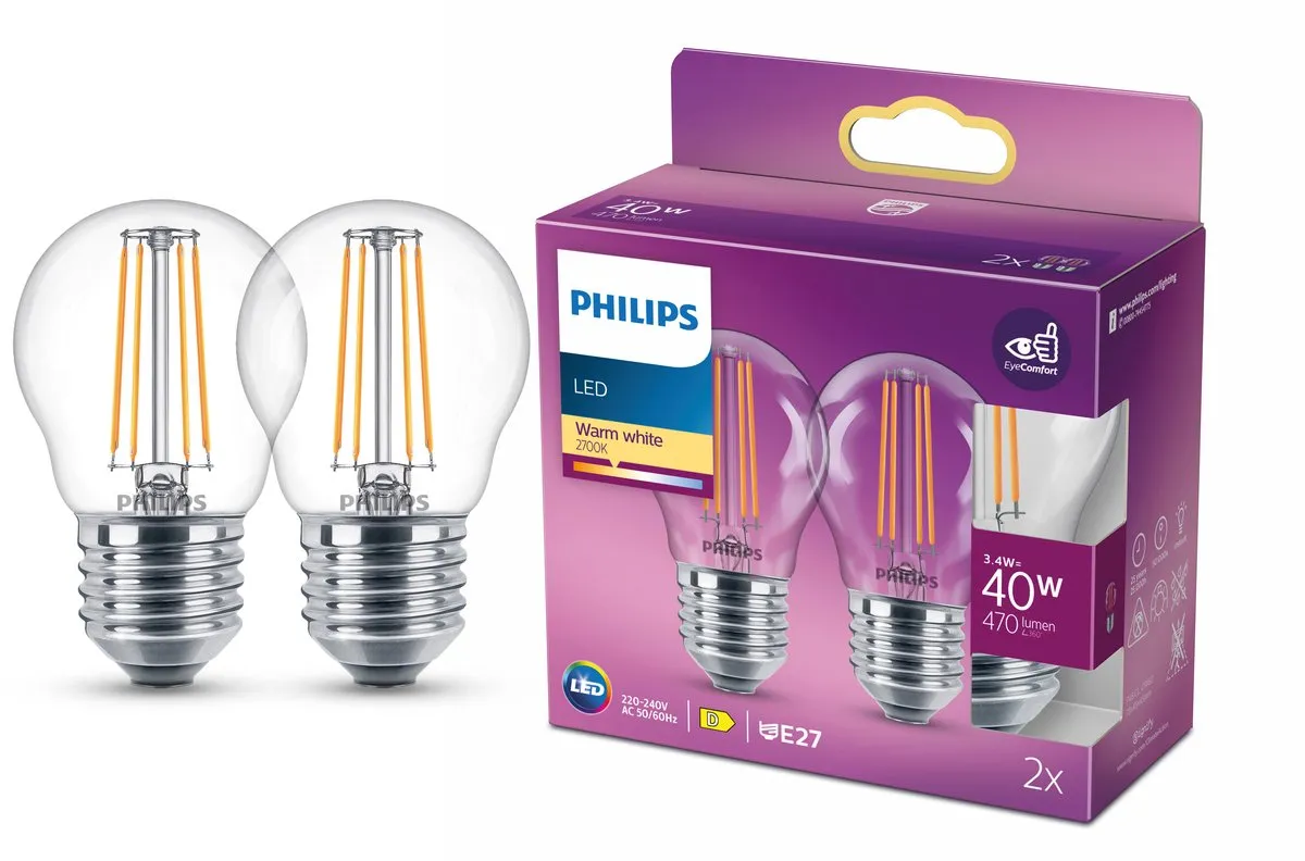 Philips LED Kogellamp E27 Warmwit 4.3W