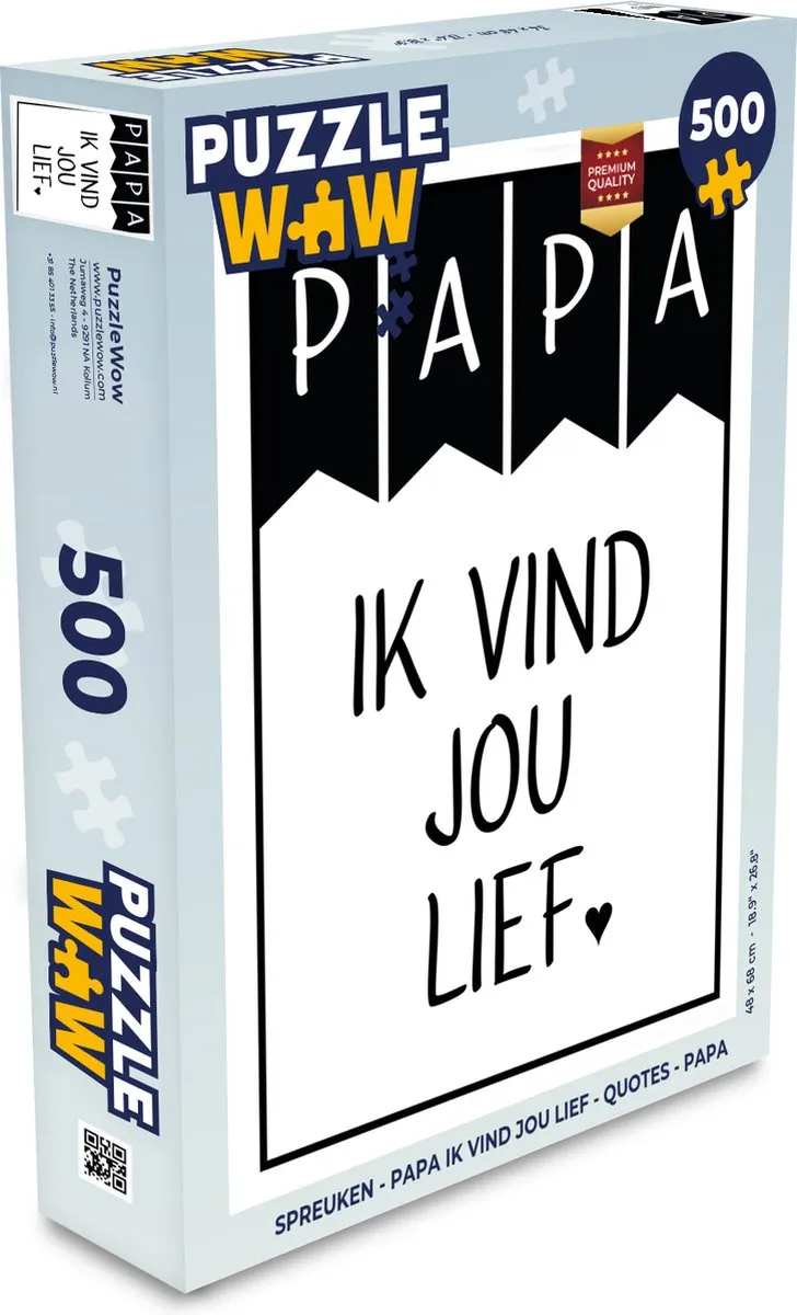 PuzzleWow Papa ik vind jou lief Legpuzzel 500 Stuks - Multicolor