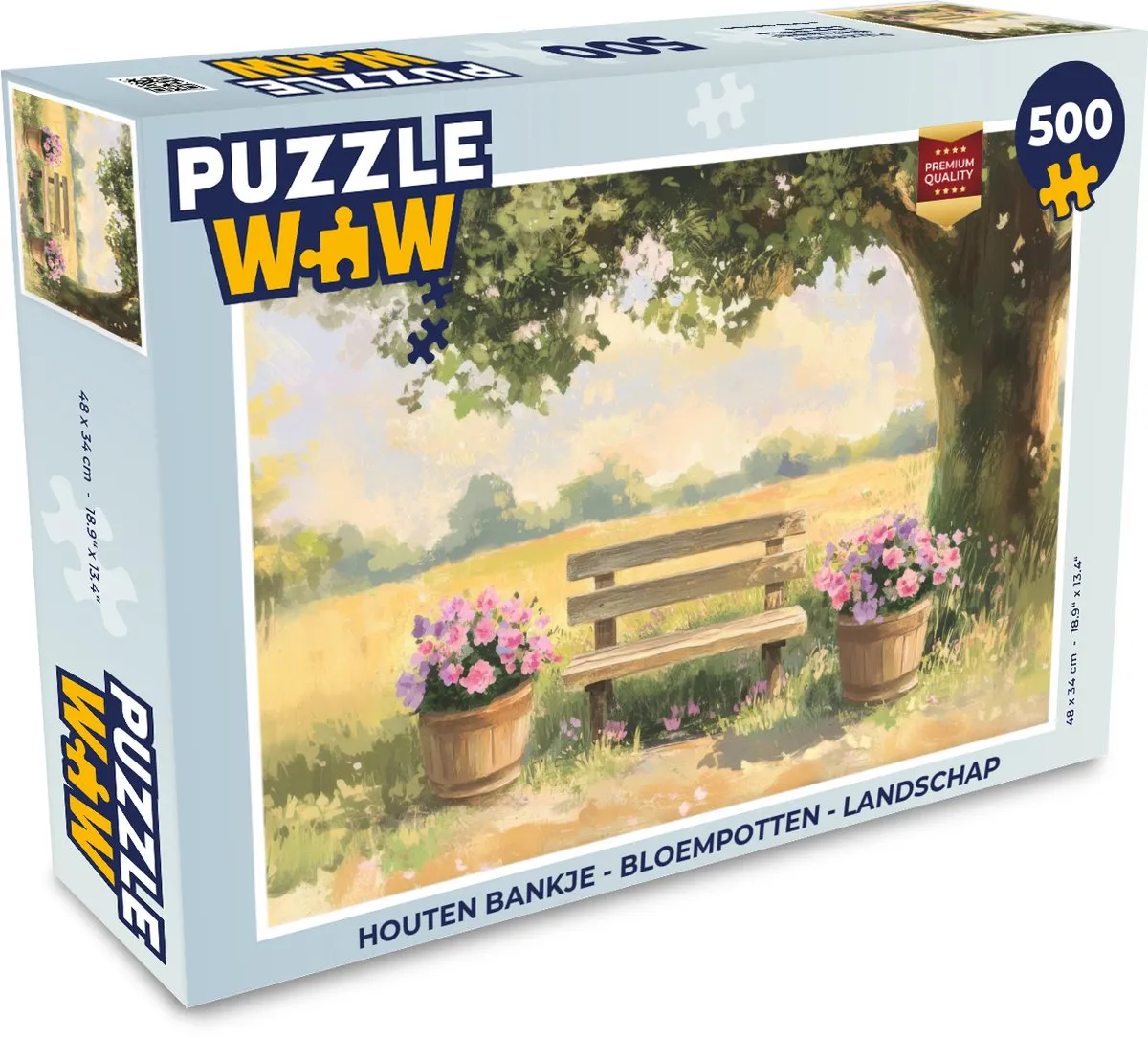 PuzzleWow Houten Bankje Landschap Legpuzzel 500 Stuks - MPN 8721173244511