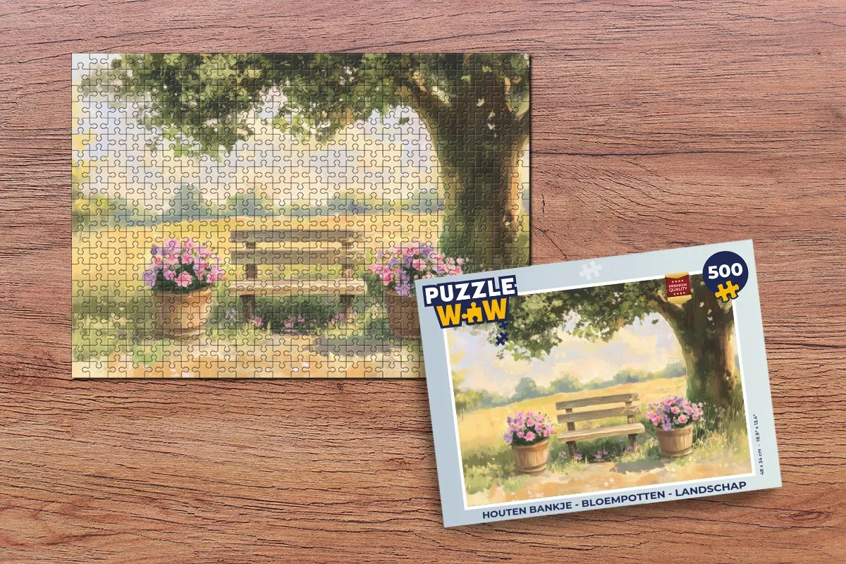 PuzzleWow Houten Bankje Landschap Legpuzzel 500 Stuks - MPN 8721173244511