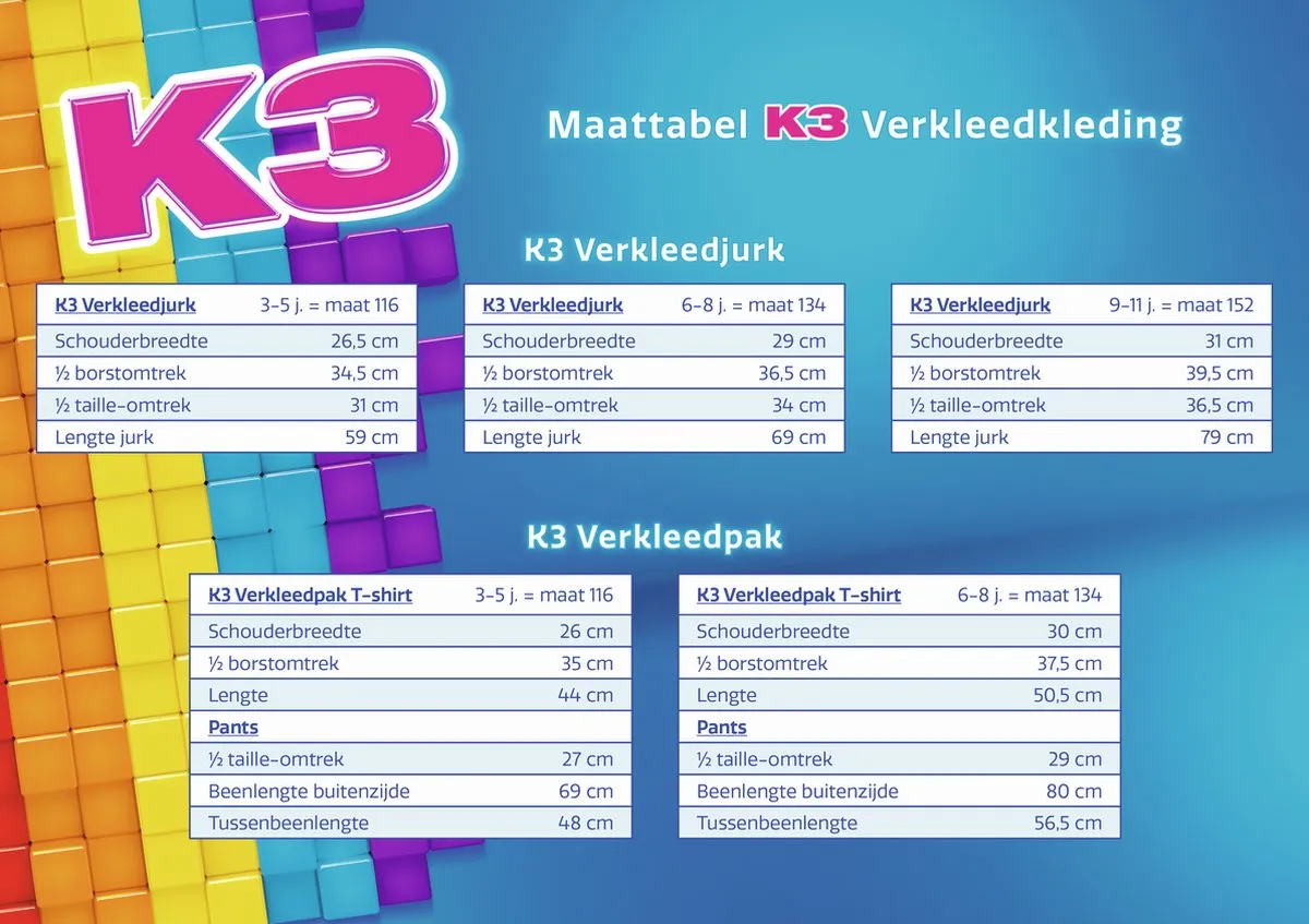 K3 Regenboog Verkleedjurk - Maat 134