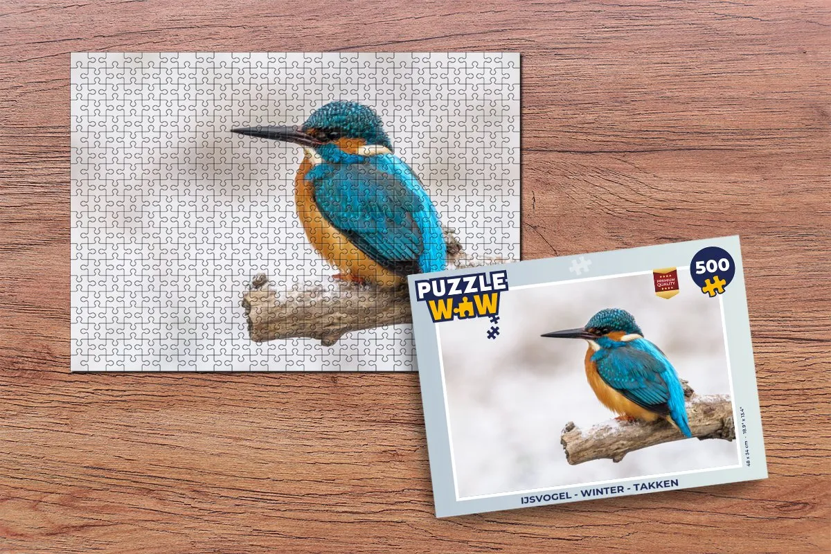 PuzzleWow IJsvogel Winter Takken Legpuzzel 500 Stuks - Multicolor