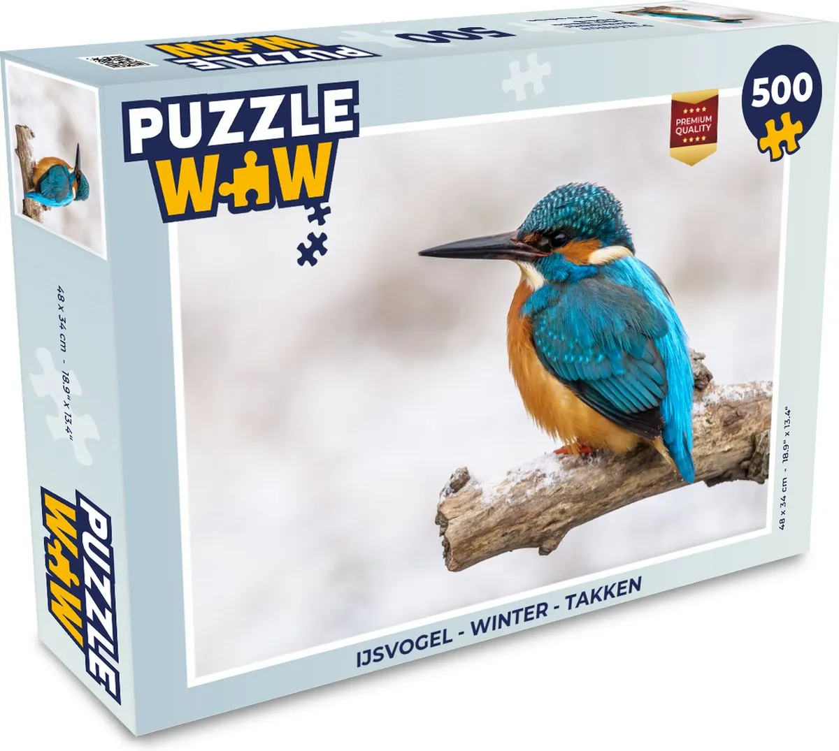 PuzzleWow IJsvogel Winter Takken Legpuzzel 500 Stuks - Multicolor
