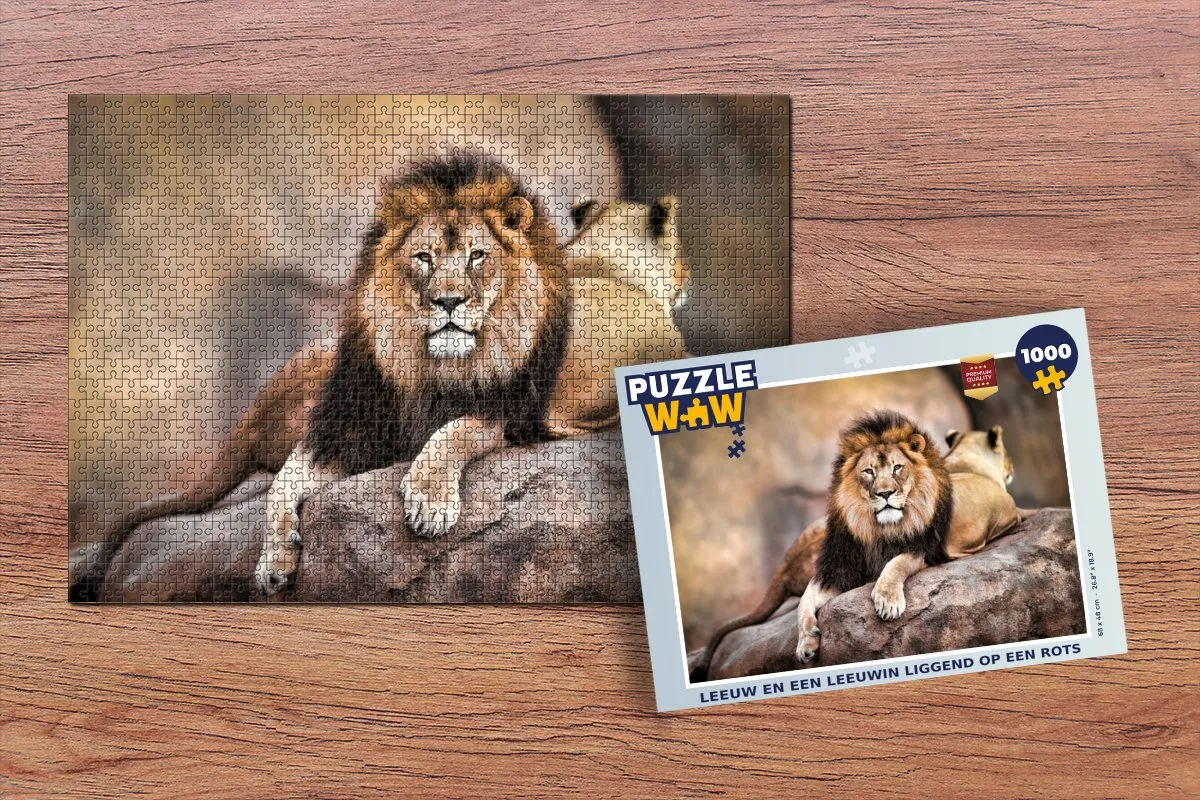 PuzzleWow Leeuw Rots Legpuzzel 1000 Stuks - Multicolor