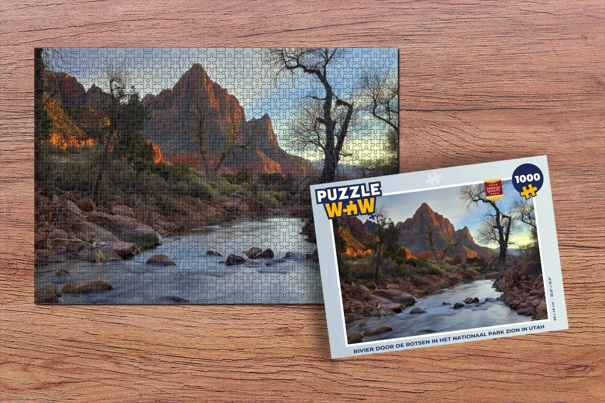 PuzzleWow Rivier door de rotsen Zion Utah Legpuzzel 1000 Stuks - Multicolor