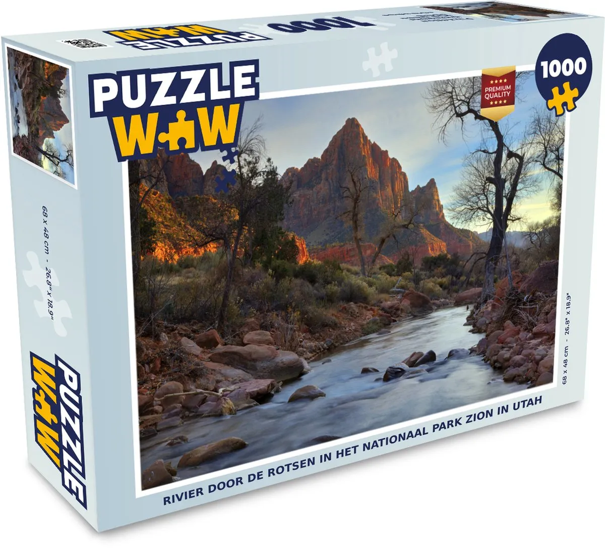 PuzzleWow Rivier door de rotsen Zion Utah Legpuzzel 1000 Stuks - Multicolor