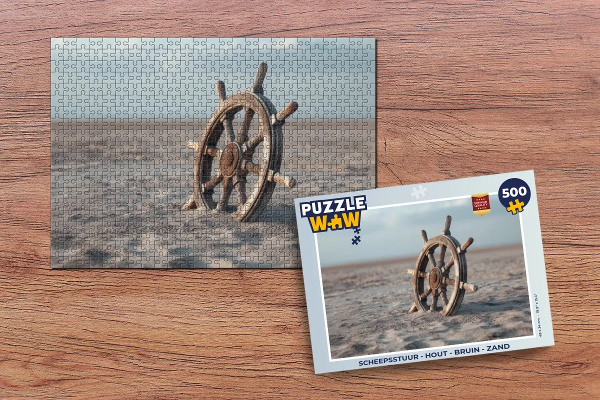 PuzzleWow Scheepsstuur Legpuzzel 500 Stuks - Bruin