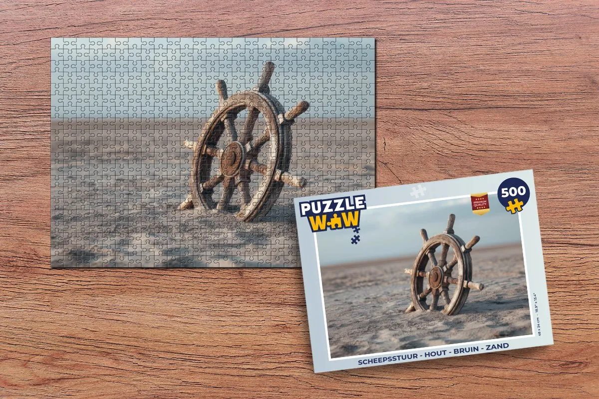 PuzzleWow Scheepsstuur Legpuzzel 500 Stuks - Bruin