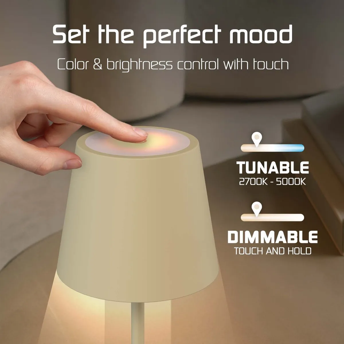 Ledvion Nyra Oplaadbare Tafellamp - Beige - 3W - IP54