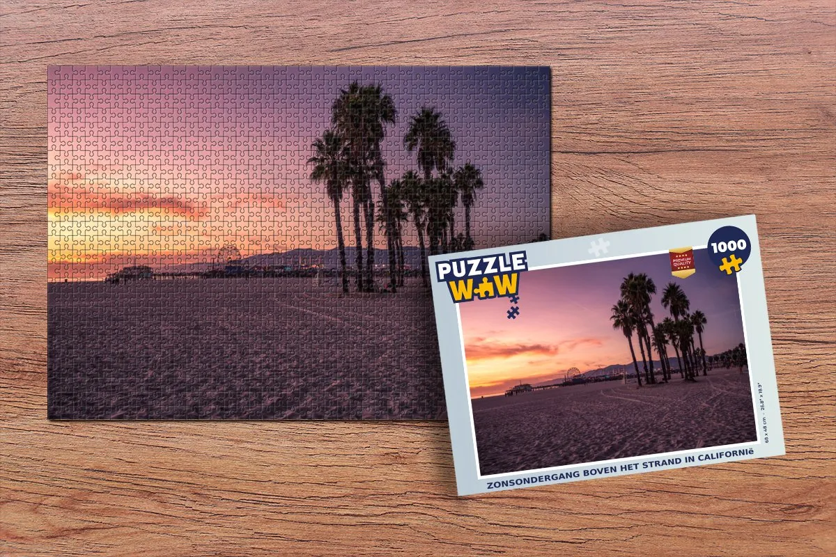 PuzzleWow Strand Amerika Palm Legpuzzel 1000 Stuks - Multicolor