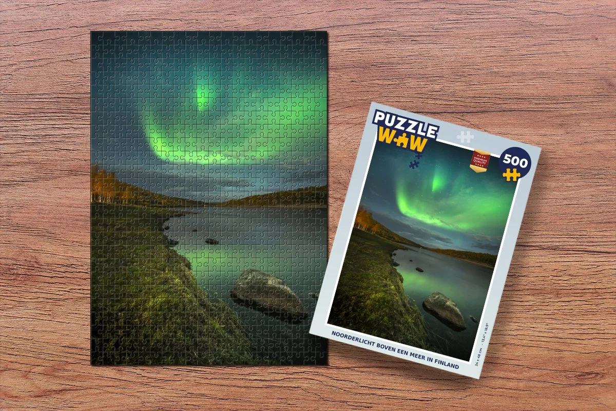 PuzzleWow Noorderlicht Finland Legpuzzel 500 Stuks - Multicolor
