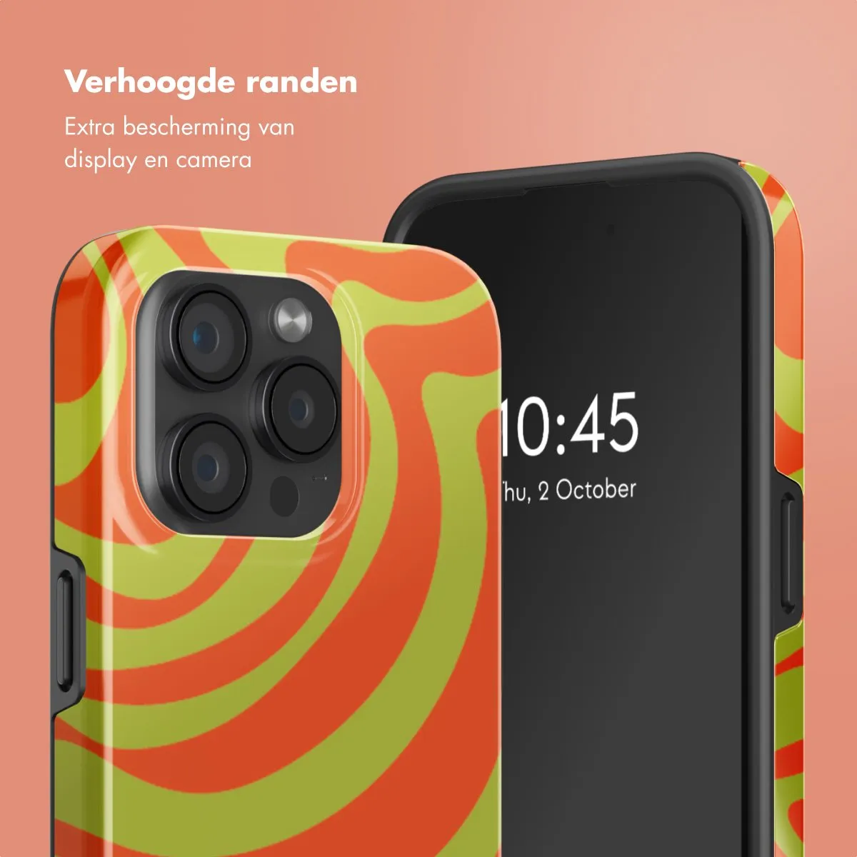 Selencia Hoesje iPhone 15 Pro - MagSafe Wavy Swirl Orange Fern