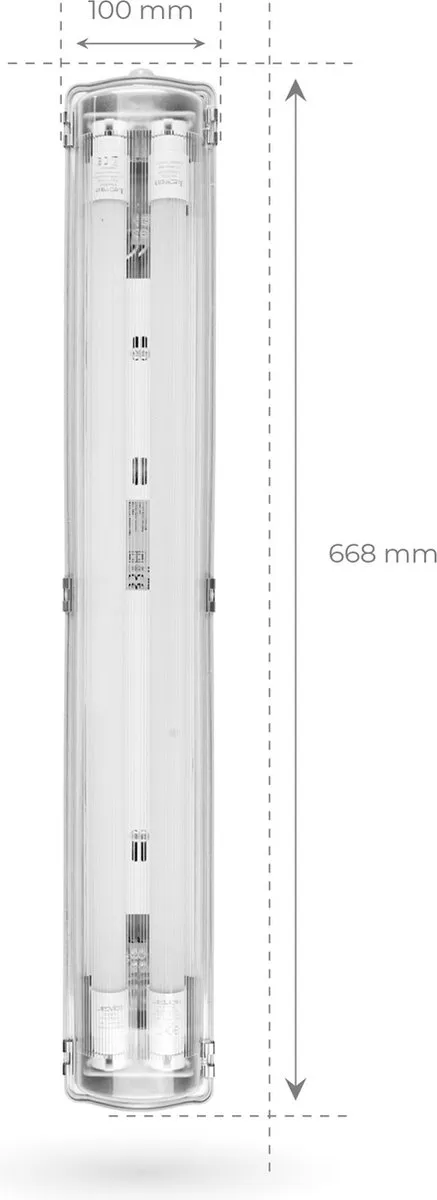 Ledvion 2x LED Armatuur 60cm - 6,3W 4000K - IP65 - Grijs