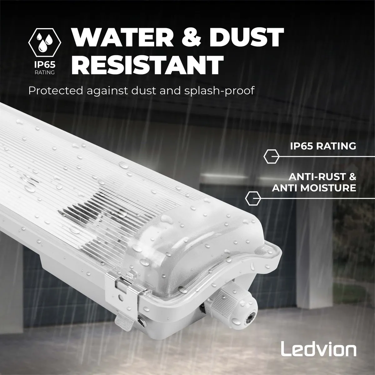Ledvion 2x LED Armatuur 60cm - 6,3W 4000K - IP65 - Grijs