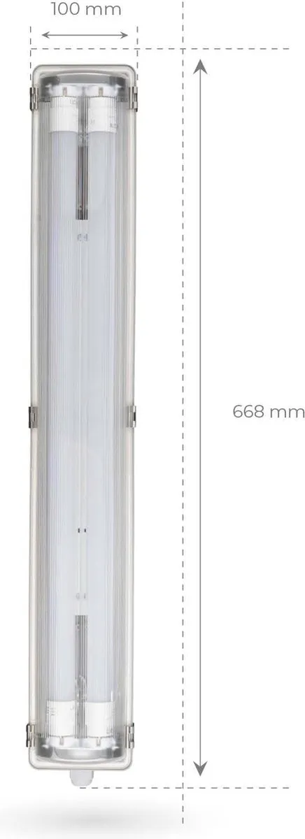 Ledvion 2x LED Armatuur 60cm - 6,3W 4000K - IP65 - Grijs - afbeelding 6 van 6