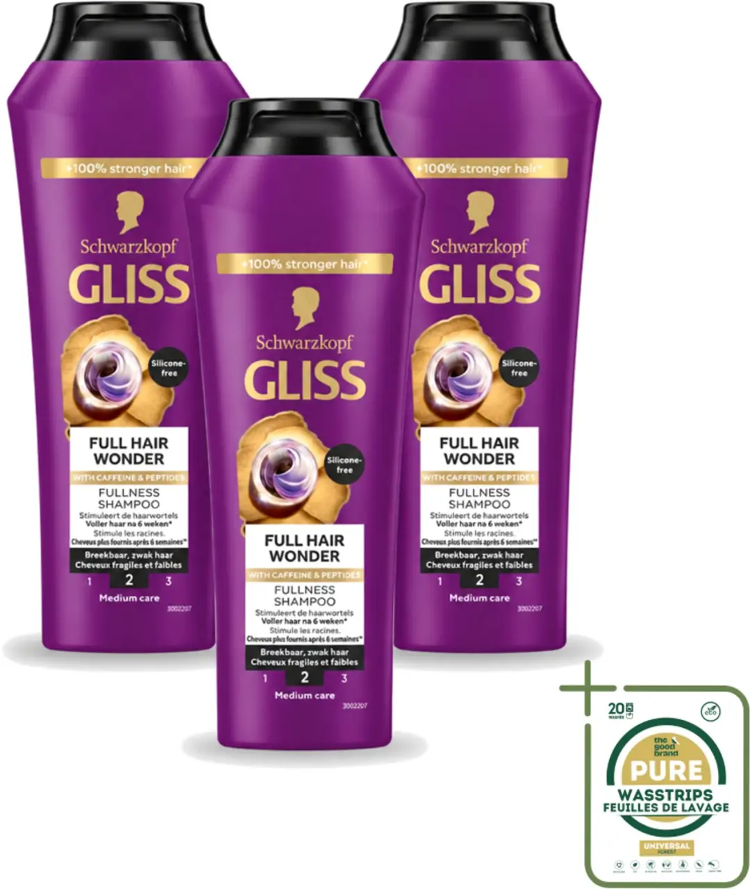 3 x Gliss Shampoo Full Hair Wonder