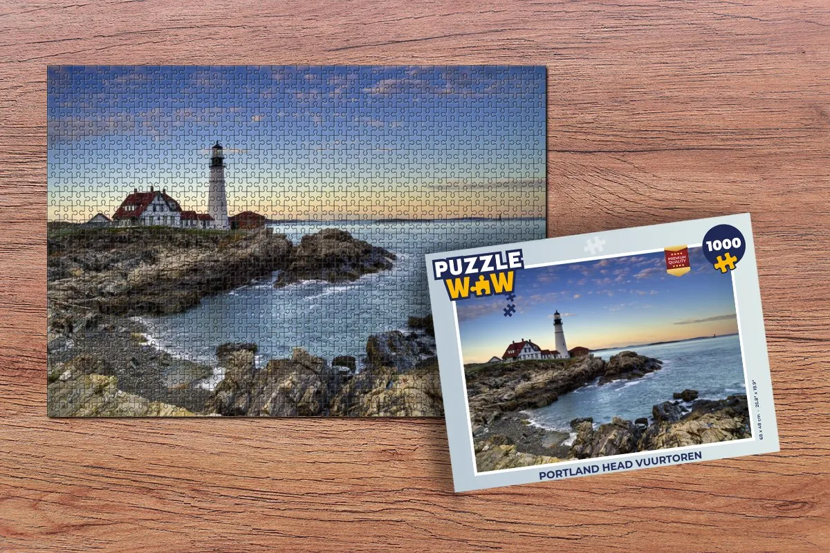 PuzzleWow Portland Head Vuurtoren Legpuzzel 1000 Stuks - Multicolor