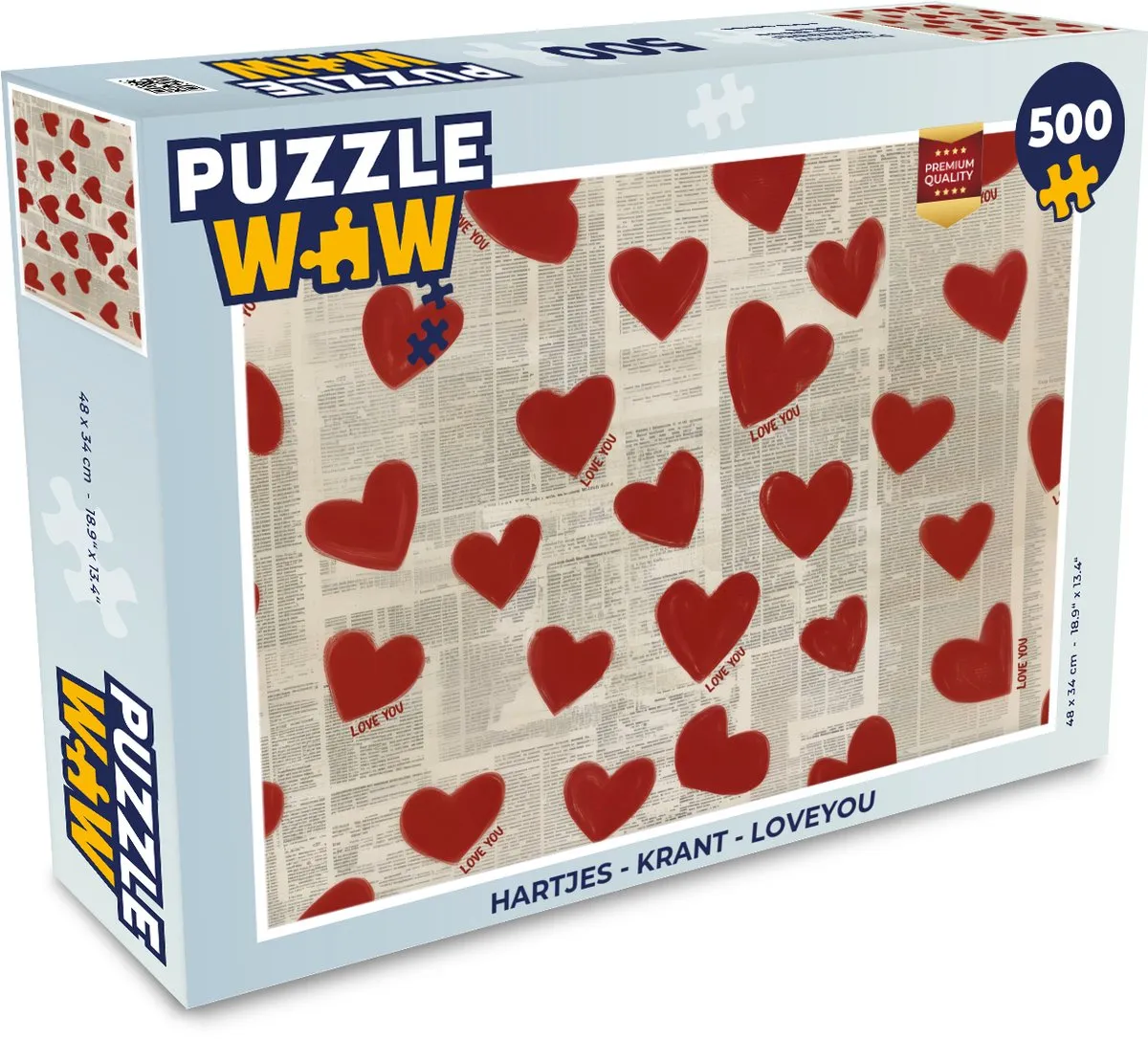 PuzzleWow Hartjes - Krant Legpuzzel 500 Stuks