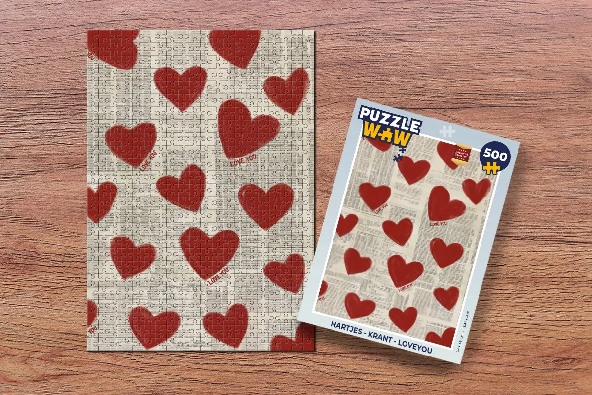 PuzzleWow Hartjes - Krant Legpuzzel 500 Stuks