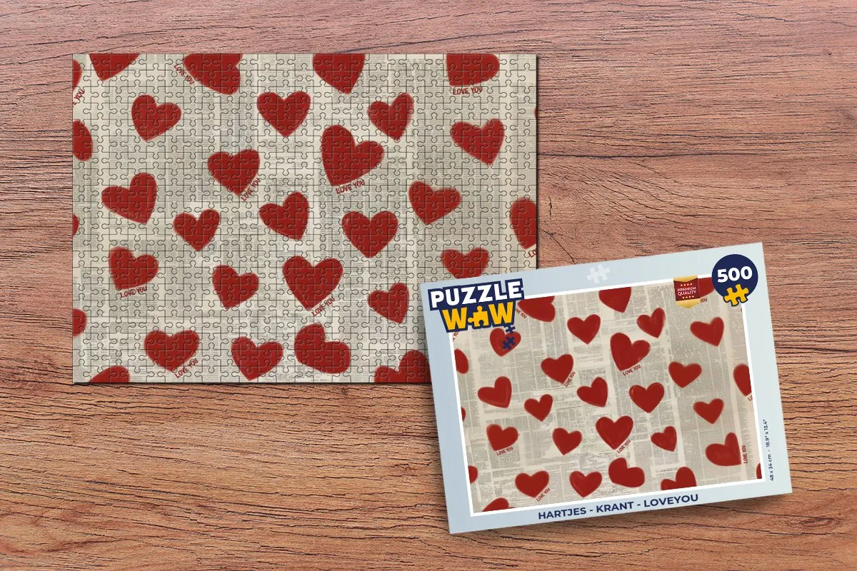 PuzzleWow Hartjes - Krant Legpuzzel 500 Stuks