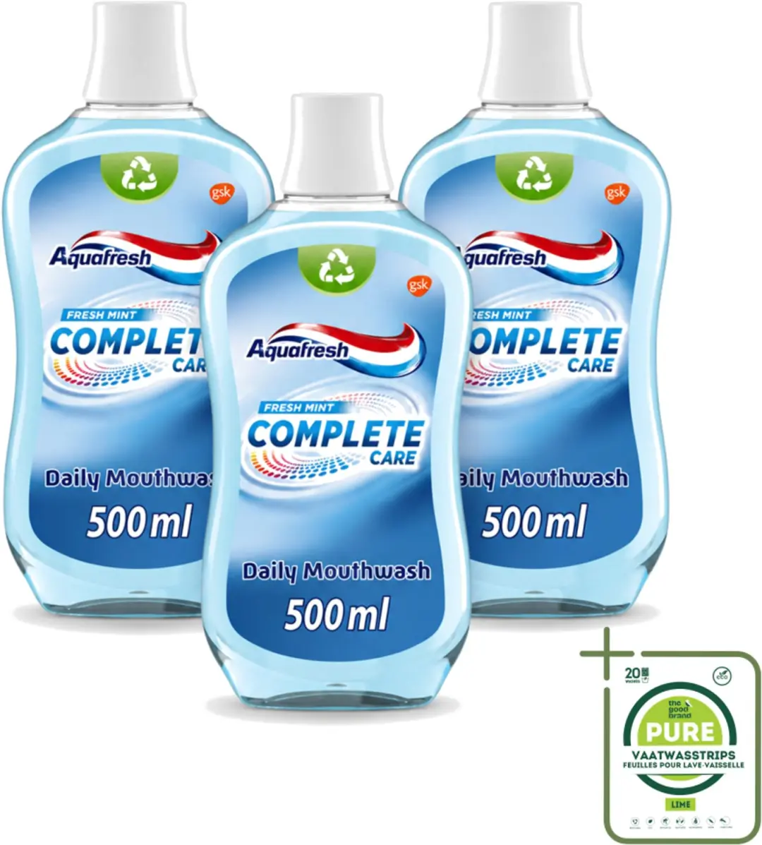 3 x Aquafresh Complete Care Mondwater