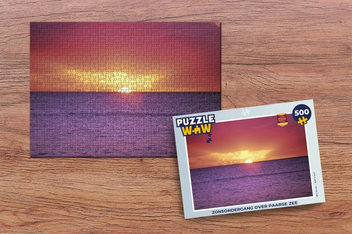 PuzzleWow Zonsondergang over paarse zee Legpuzzel 500 Stuks - Multicolor