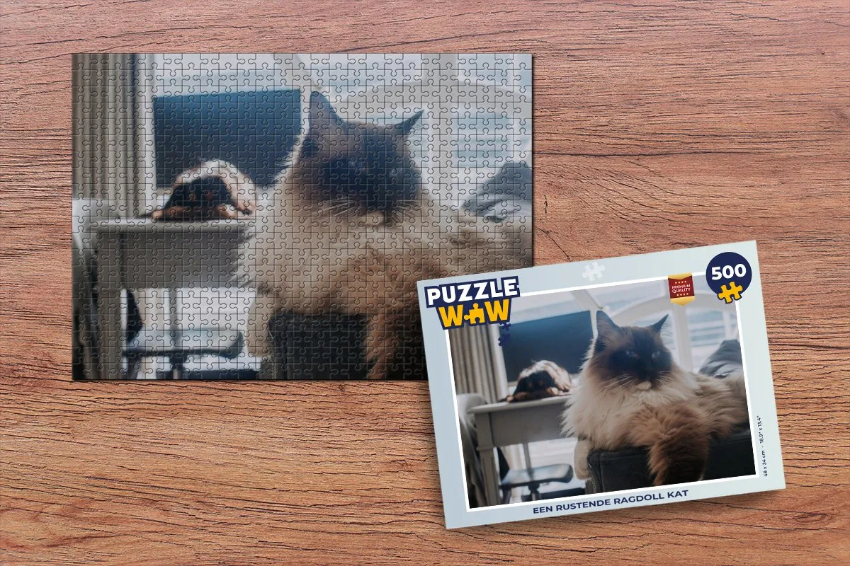 PuzzleWow Legpuzzel Een Rustende Ragdoll Kat 500 Stuks - Multicolor
