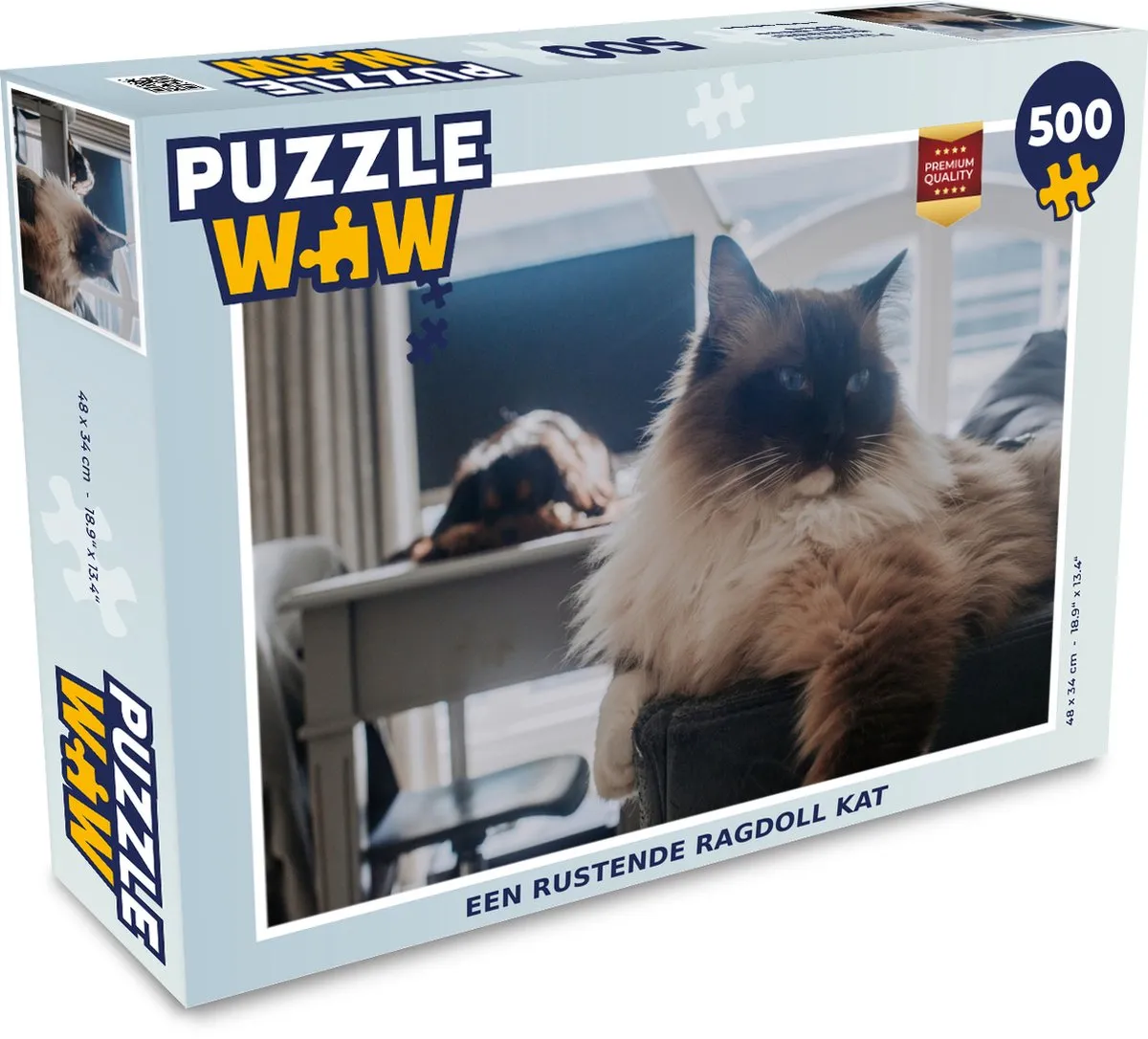 PuzzleWow Legpuzzel Een Rustende Ragdoll Kat 500 Stuks - Multicolor