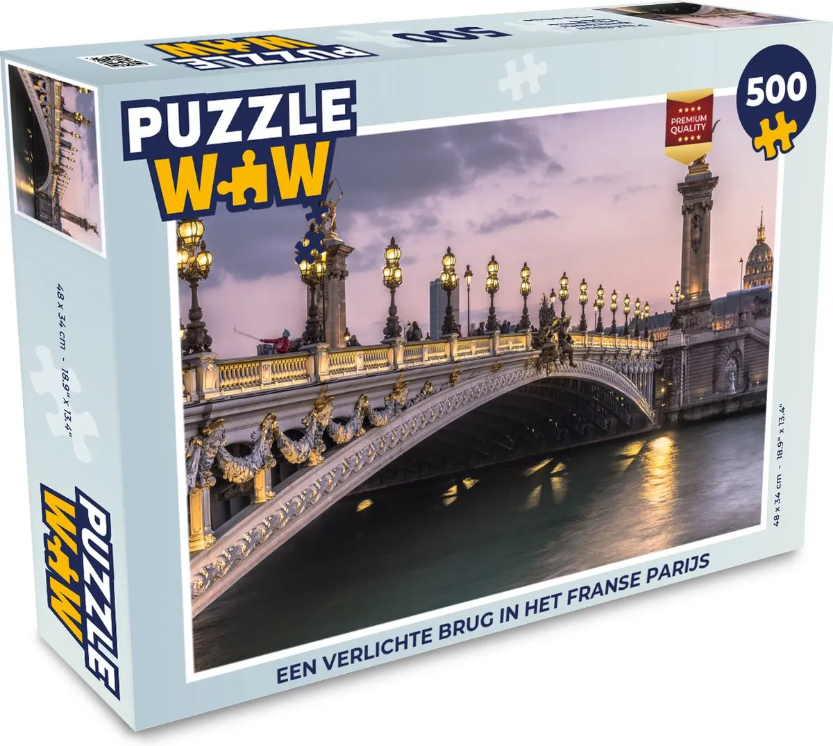 PuzzleWow Parijs Verlichte Brug Legpuzzel 500 Stuks - Multicolor