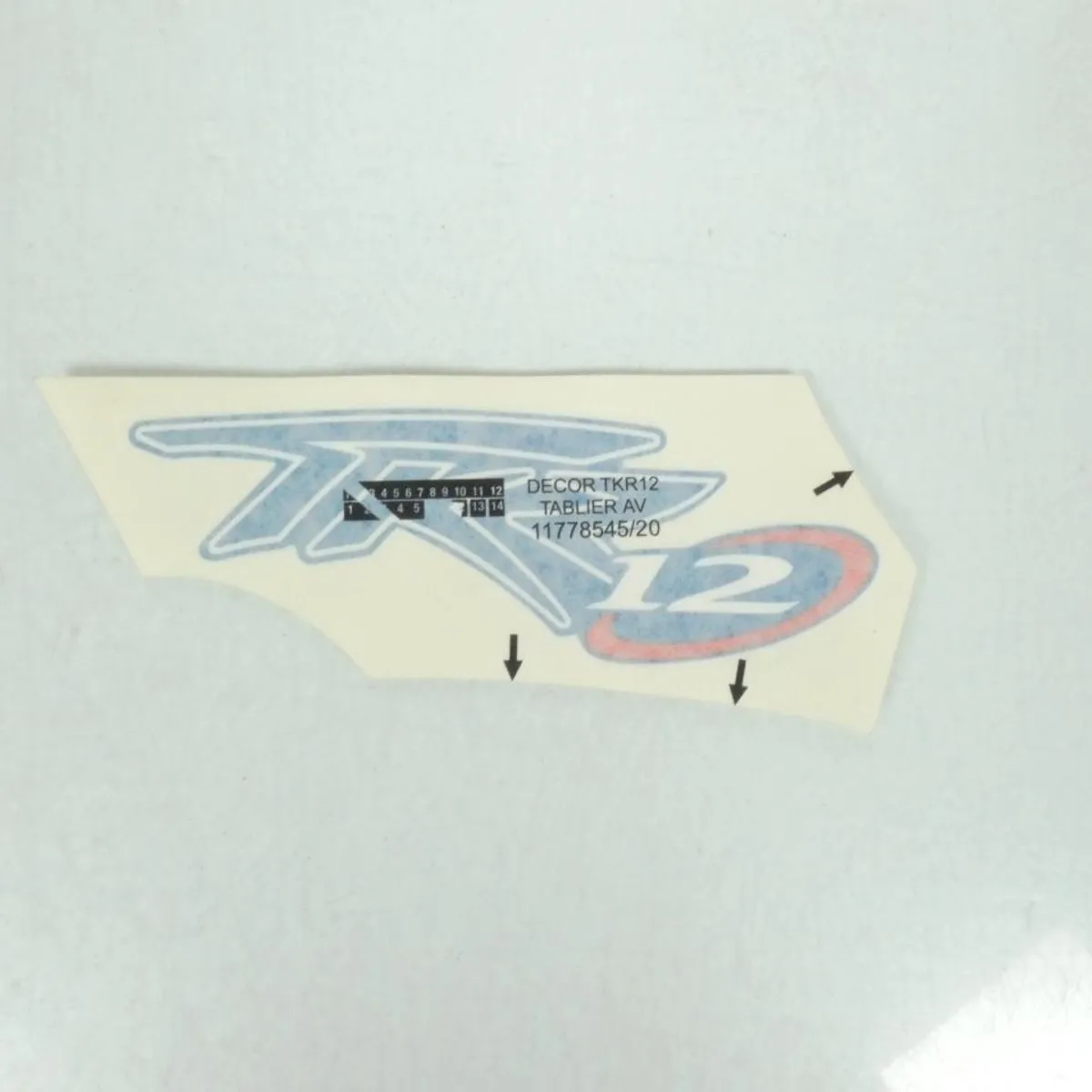 Peugeot TKR12 Autocollant Tablier Avant
