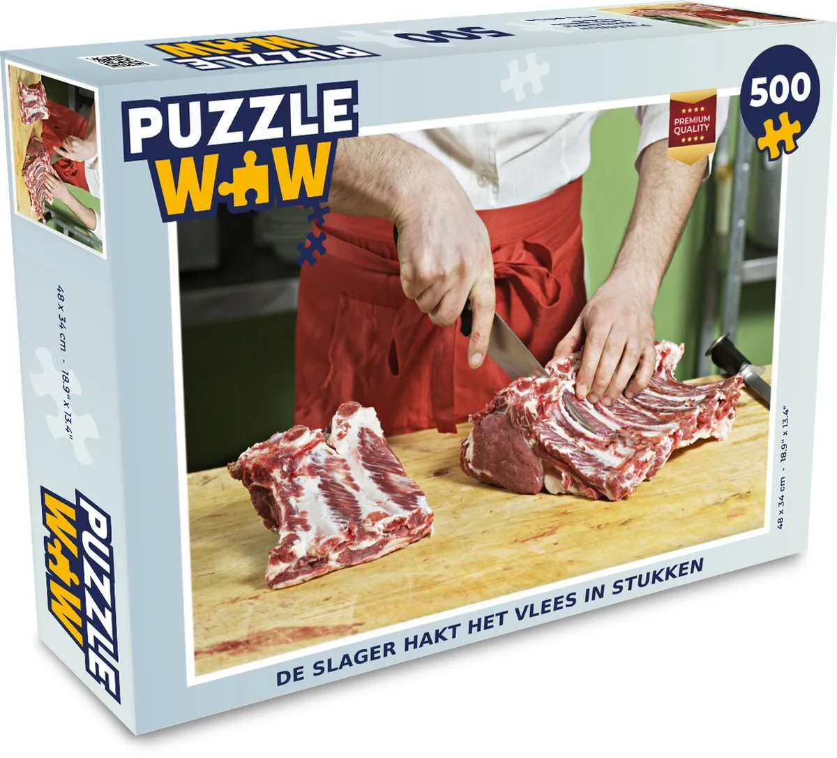 PuzzleWow Legpuzzel De slager hakt het vlees in stukken 500 Stuks - Multicolor