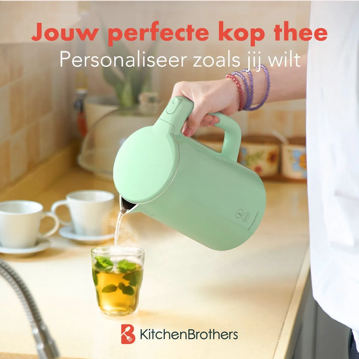 KitchenBrothers KB1004187 Waterkoker 1.7L - Pastelgroen