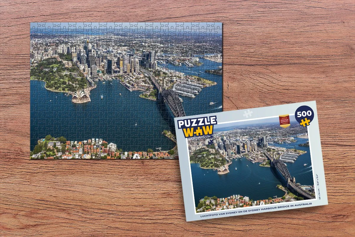 PuzzleWow Sydney Harbour Bridge Luchtfoto Puzzel 500 Stuks - Multicolor