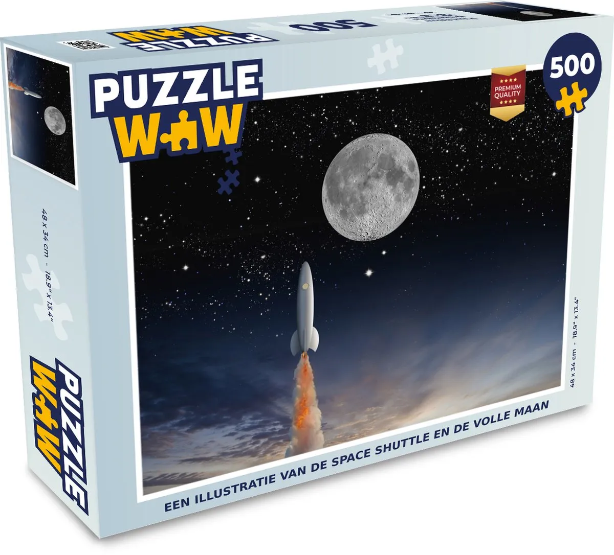 PuzzleWow Space Shuttle & Maan Legpuzzel 500 Stuks - Multicolor