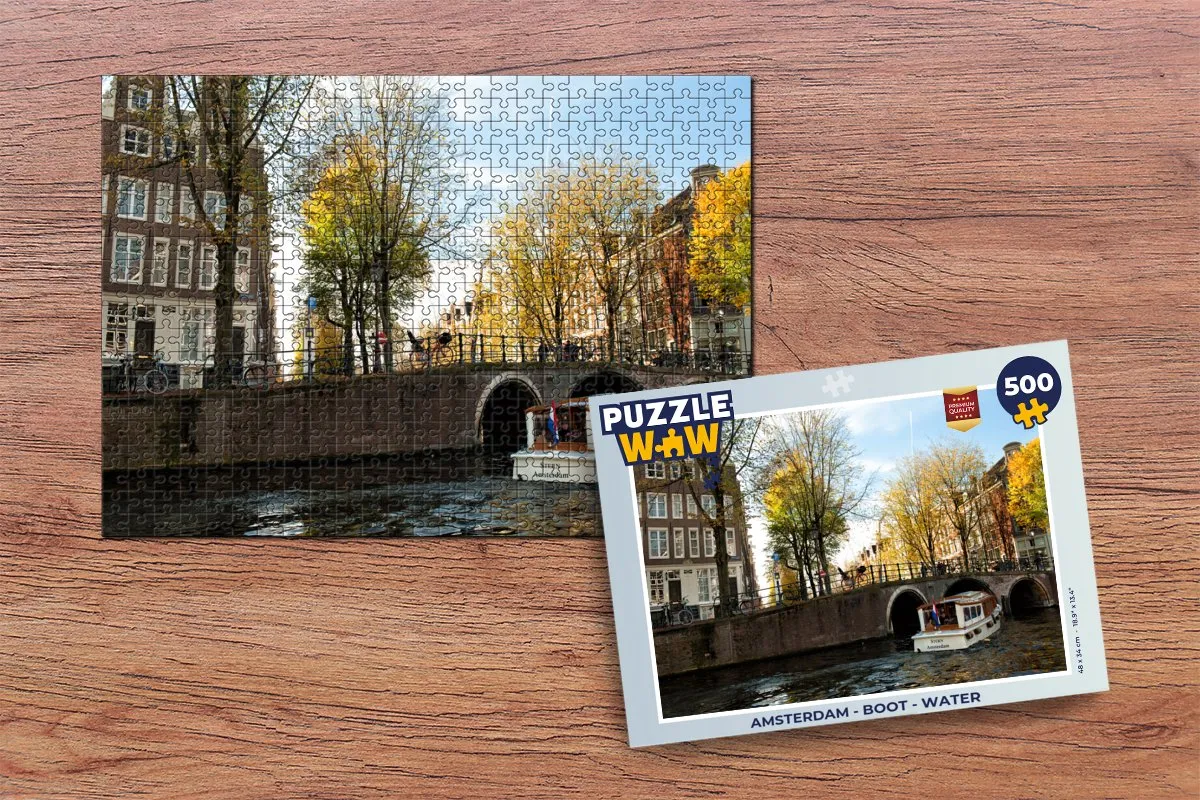 PuzzleWow Amsterdam Boot Water Legpuzzel 500 Stuks - Multicolor