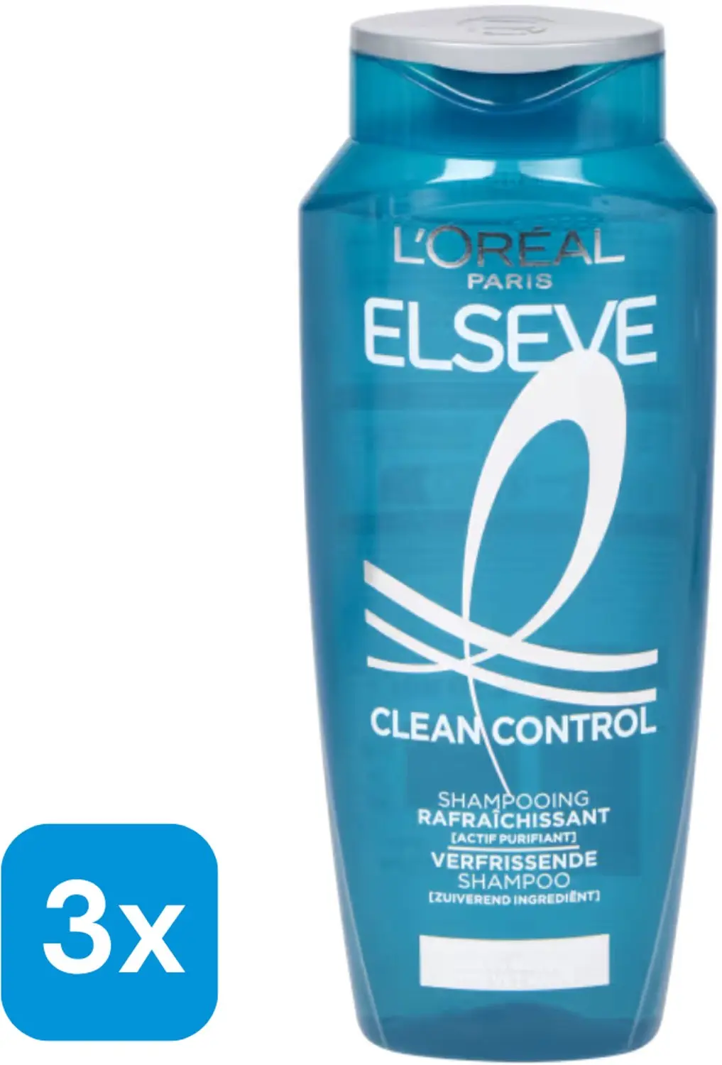 3x 250 ml L'Oréal Elseve shampoo Clean Control