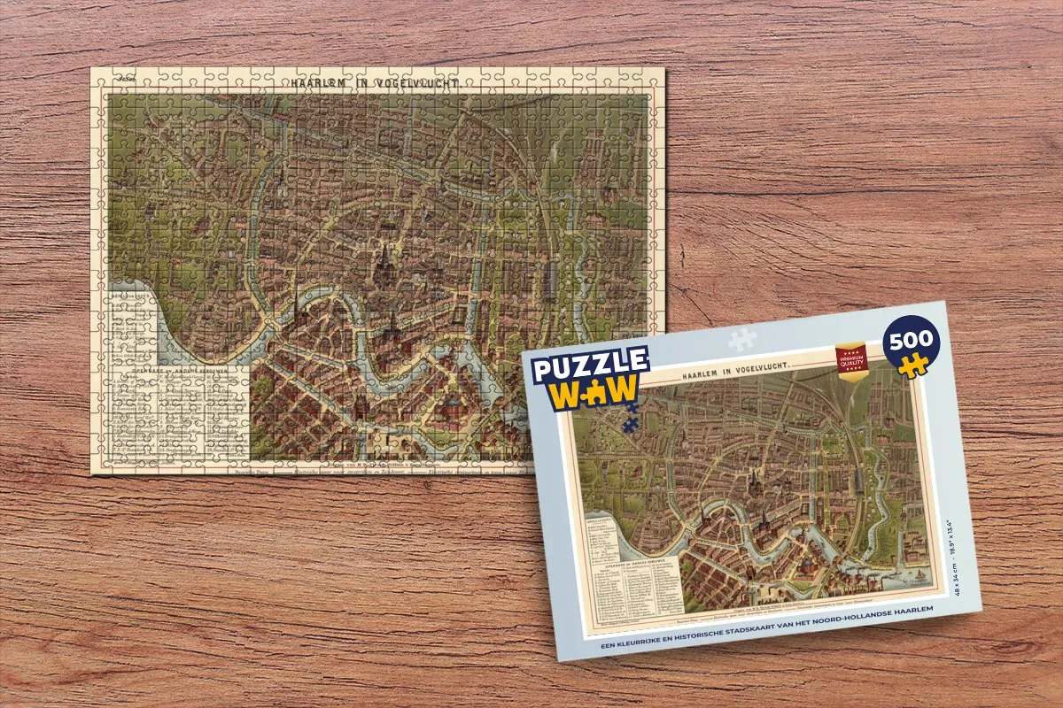 PuzzleWow Haarlem Antiek Stadskaart Legpuzzel 500 Stuks - Multicolor