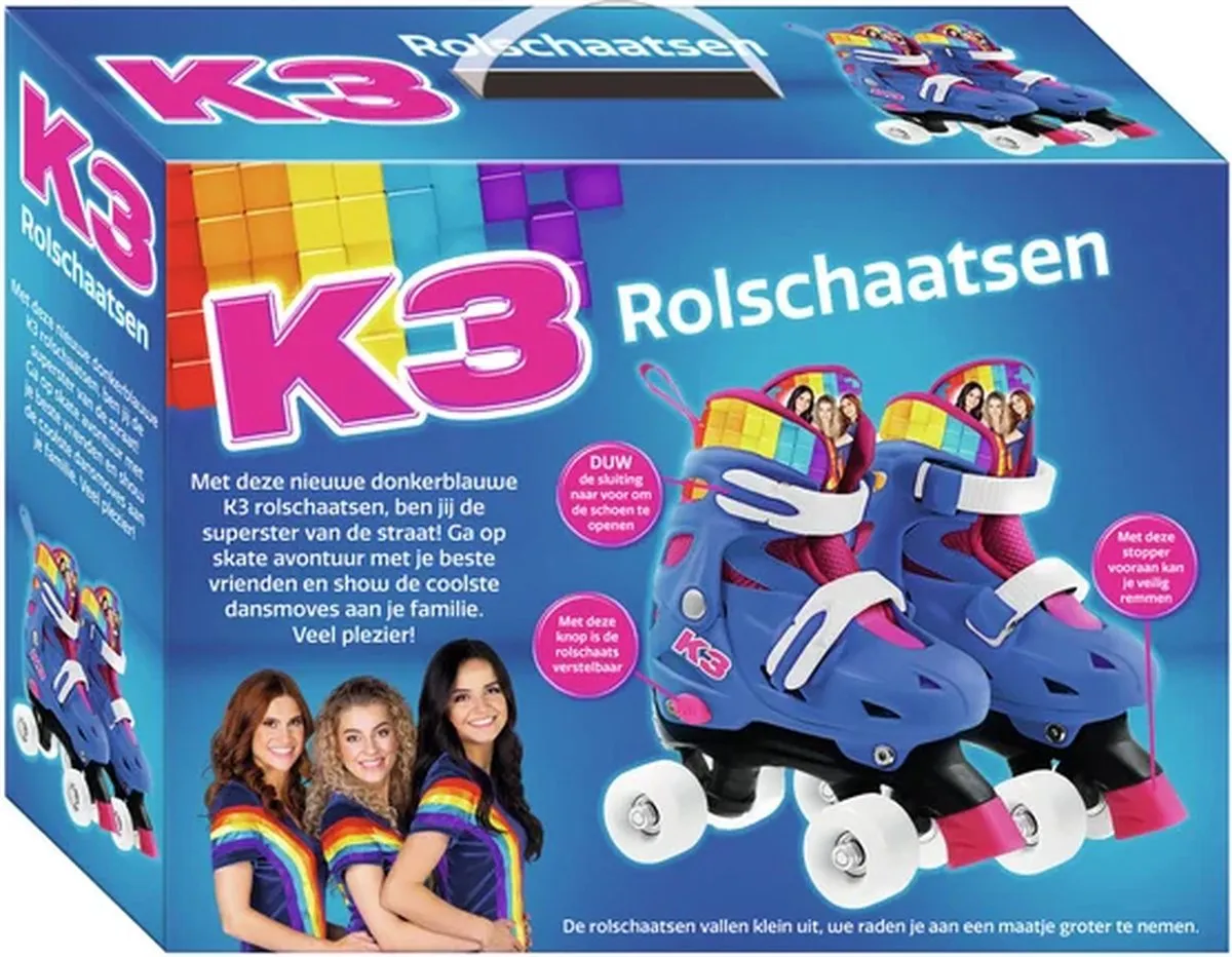 K3 Rolschaatsen Verstelbaar 34-37 - Blauw Regenboog