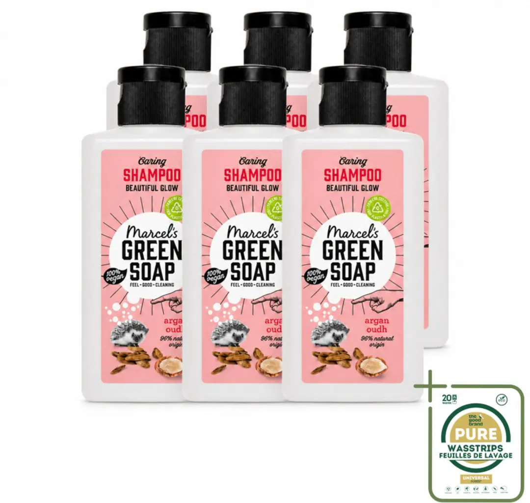 6 x Marcel's Green Soap - Shampoo - Caring Argan & Oudh - Milde verzorging - 100 ml - Shampoo Voor Haar - Milde Shampoo - Natuurlijke Shampoo - Gezonde Haar - Verzorgend Shampoo