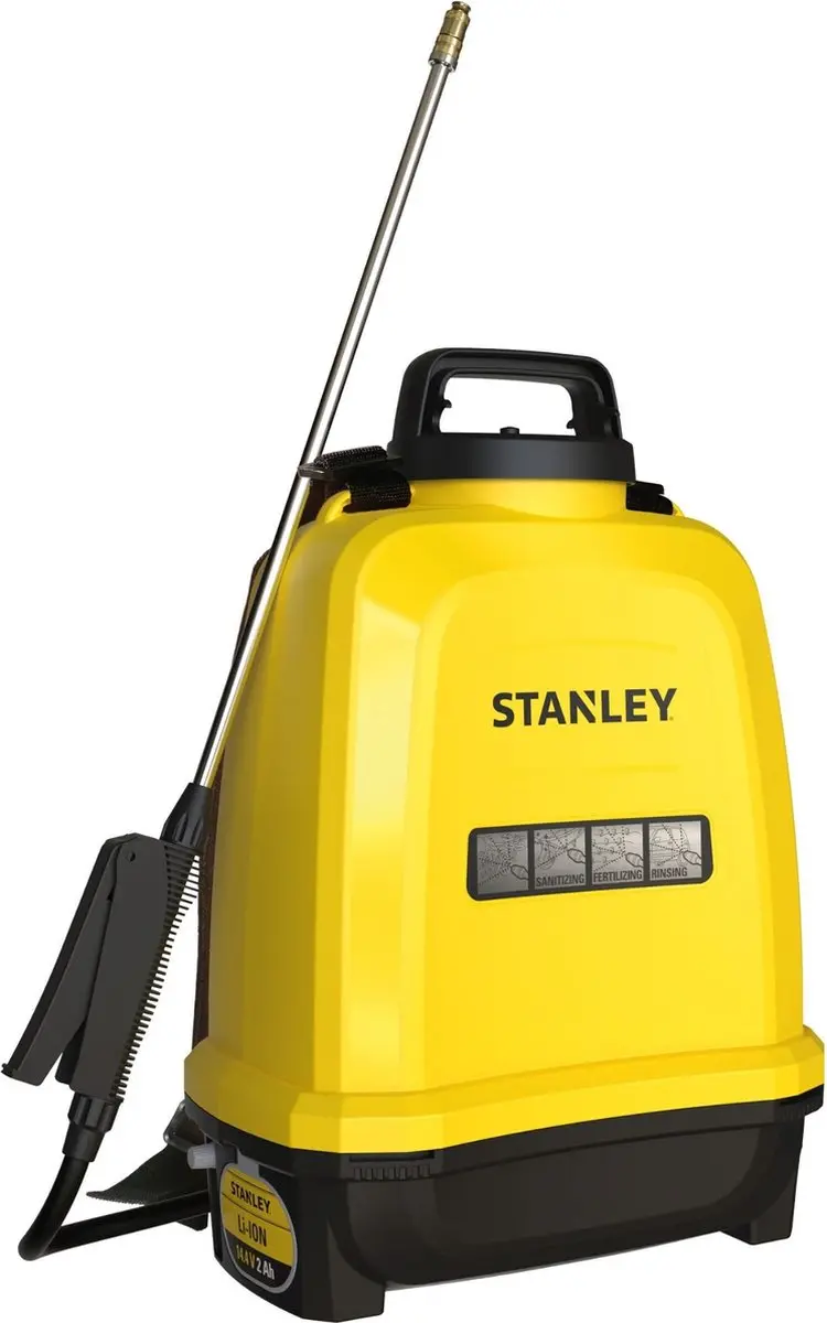 Stanley Druksproeier 12L Rug - Elektrisch - 5 Bar - 0,60 L/Min - Geel/Zwart