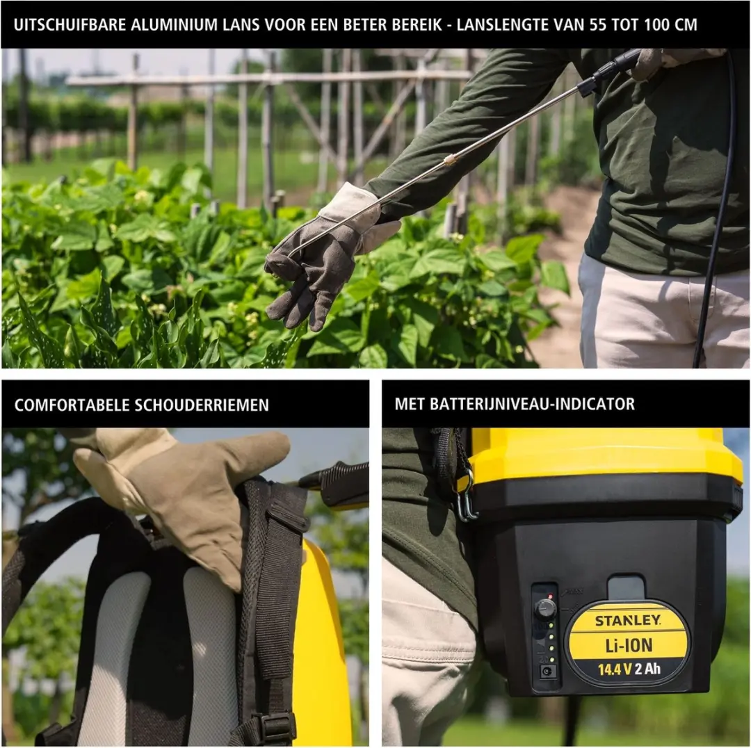 Stanley Druksproeier 16L Rug - Elektrisch - 5 Bar - 0.60L/min - Geel/Zwart - afbeelding 4 van 6