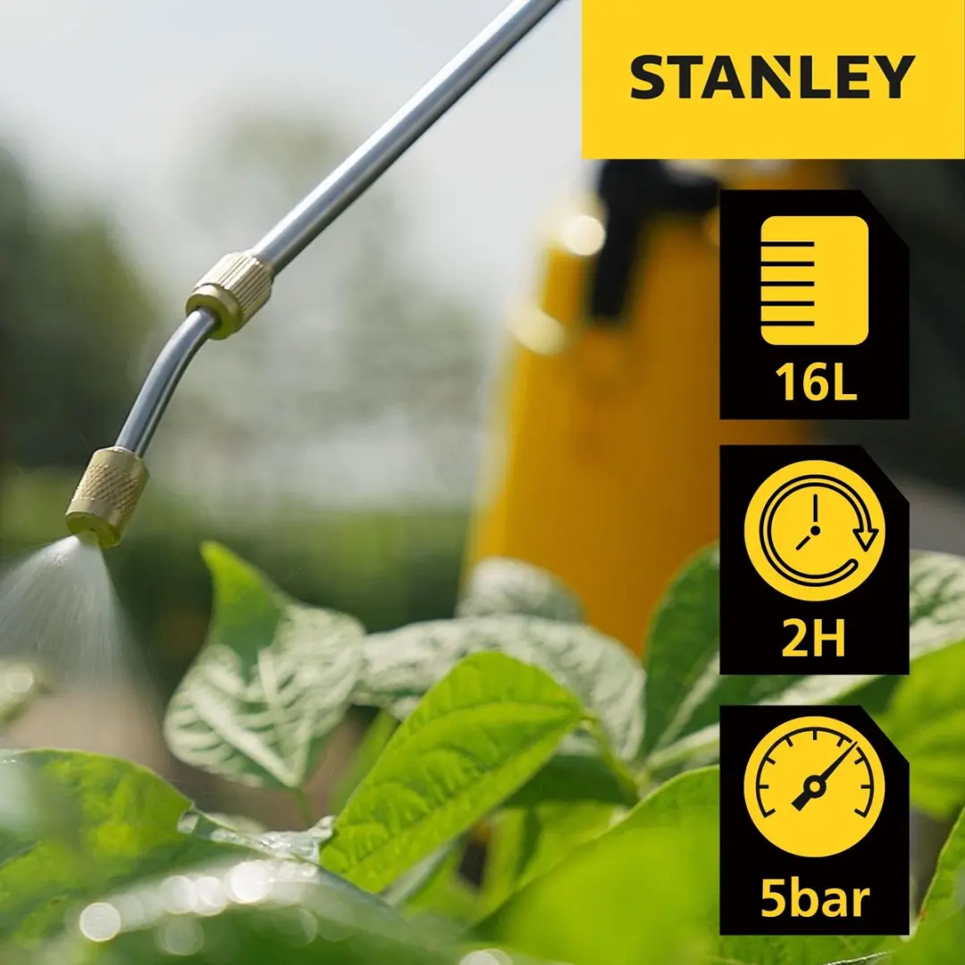 Stanley Druksproeier 16L Rug - Elektrisch - 5 Bar - 0.60L/min - Geel/Zwart - afbeelding 2 van 6