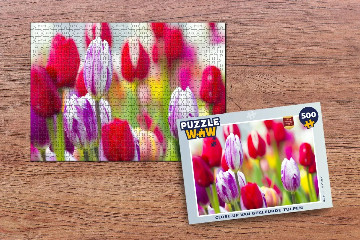 PuzzleWow Legpuzzel Close-up Tulpen 500 Stuks - Multicolor