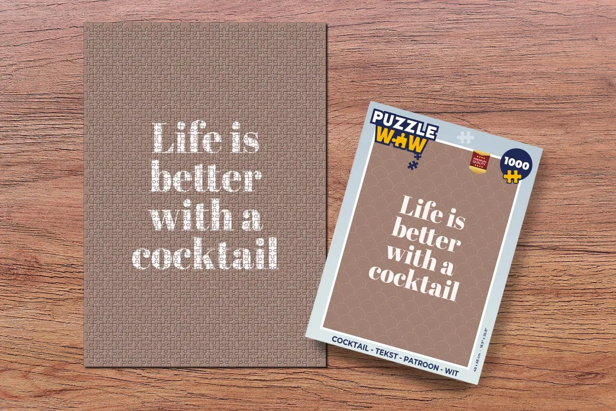 PuzzleWow Cocktail Legpuzzel 1000 Stuks - Wit Tekstpatroon