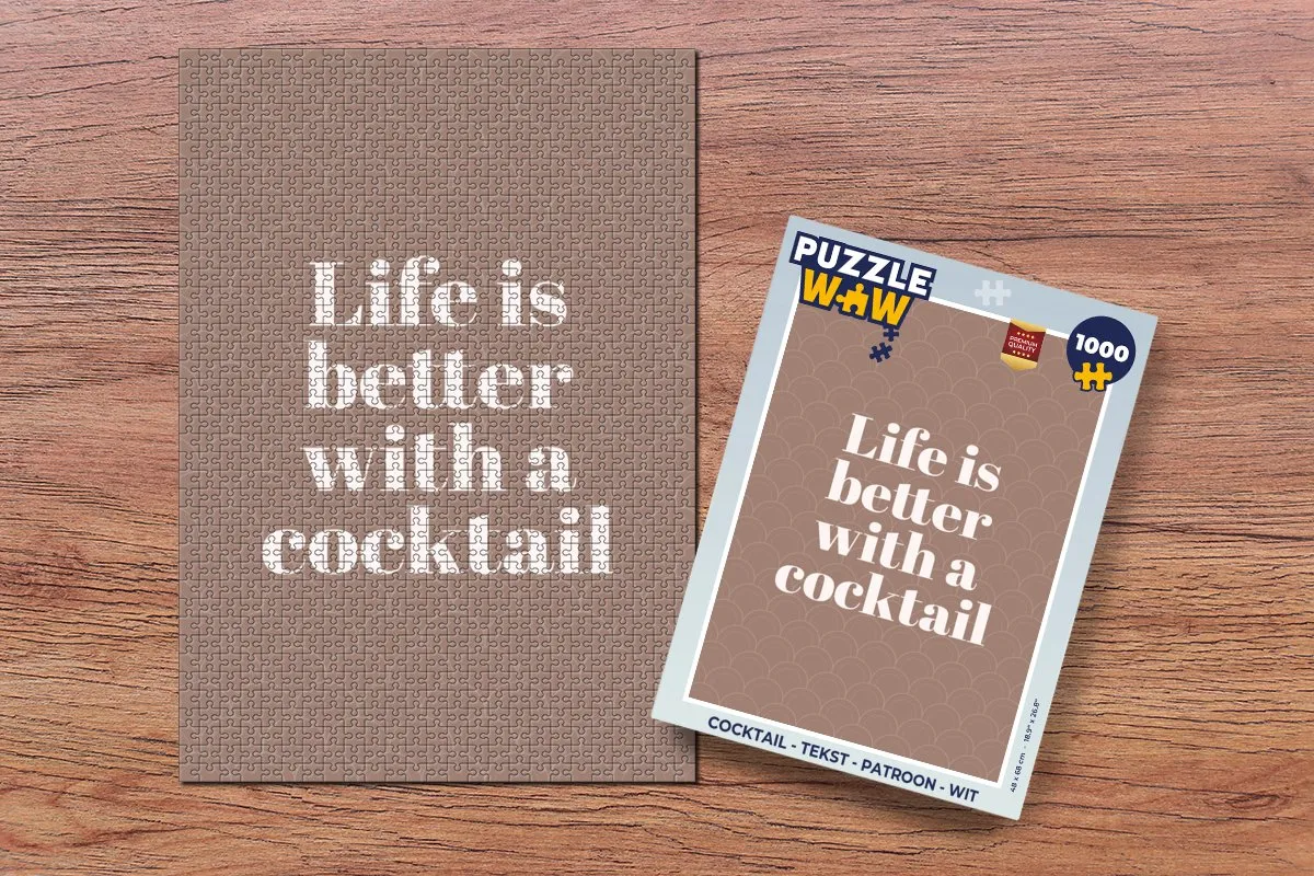 PuzzleWow Cocktail Legpuzzel 1000 Stuks - Wit Tekstpatroon