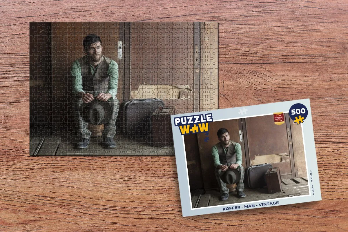 PuzzleWow Legpuzzel 500 Stuks - Man Vintage Multicolor