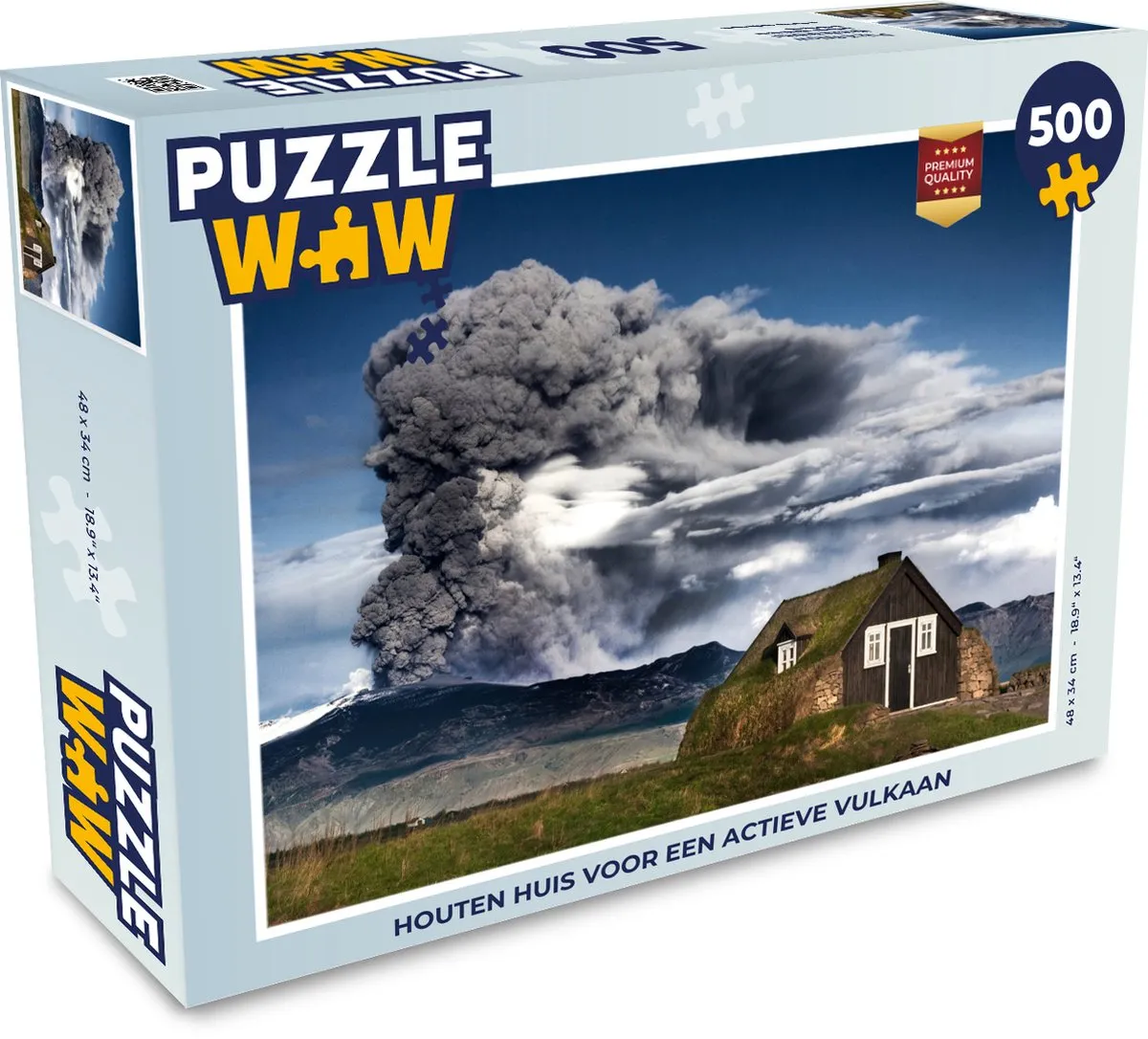 PuzzleWow Houten Huis Actieve Vulkaan Legpuzzel 500 Stuks - Multicolor
