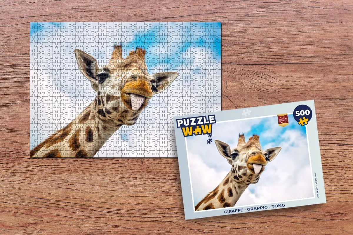 PuzzleWow Giraffe Tong Puzzel 500 Stuks - Multicolor